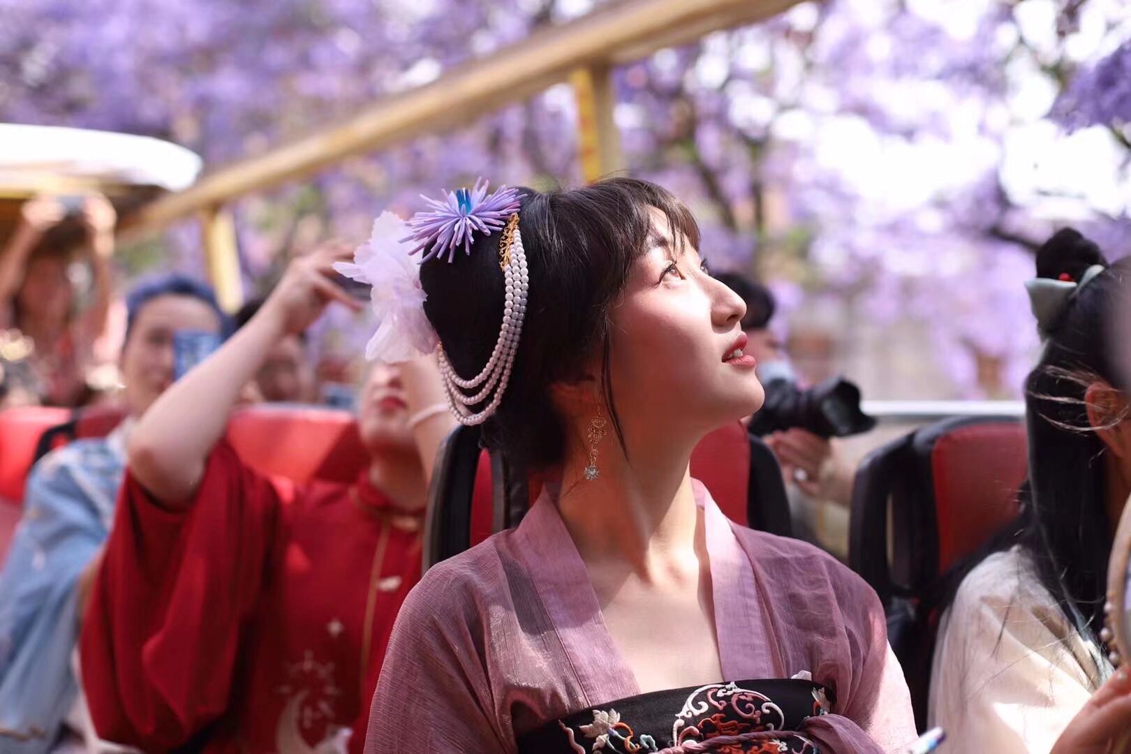 #汉服蓝花楹 拍摄活动 5月1日 下午 敞篷公交 游蓝花楹 最后名额18人 扫码入群 快
